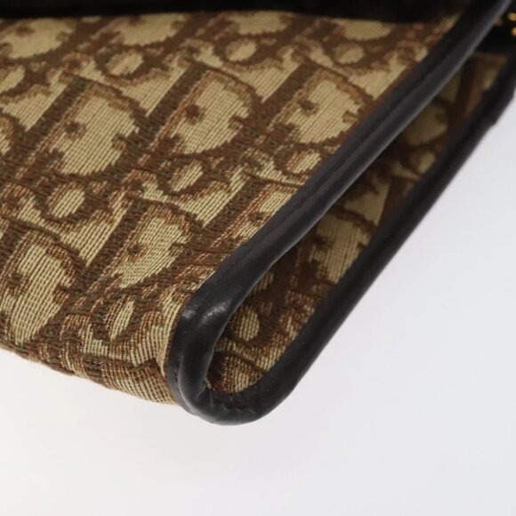 Christian Dior Trotter Canvas Chain Shoulder Bag Brown Gold Auth - Picture 4 of 14